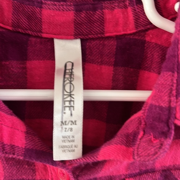 Cherokee Purple and Pink Plaid Button Up Size 7/8 - Picture 2 of 4